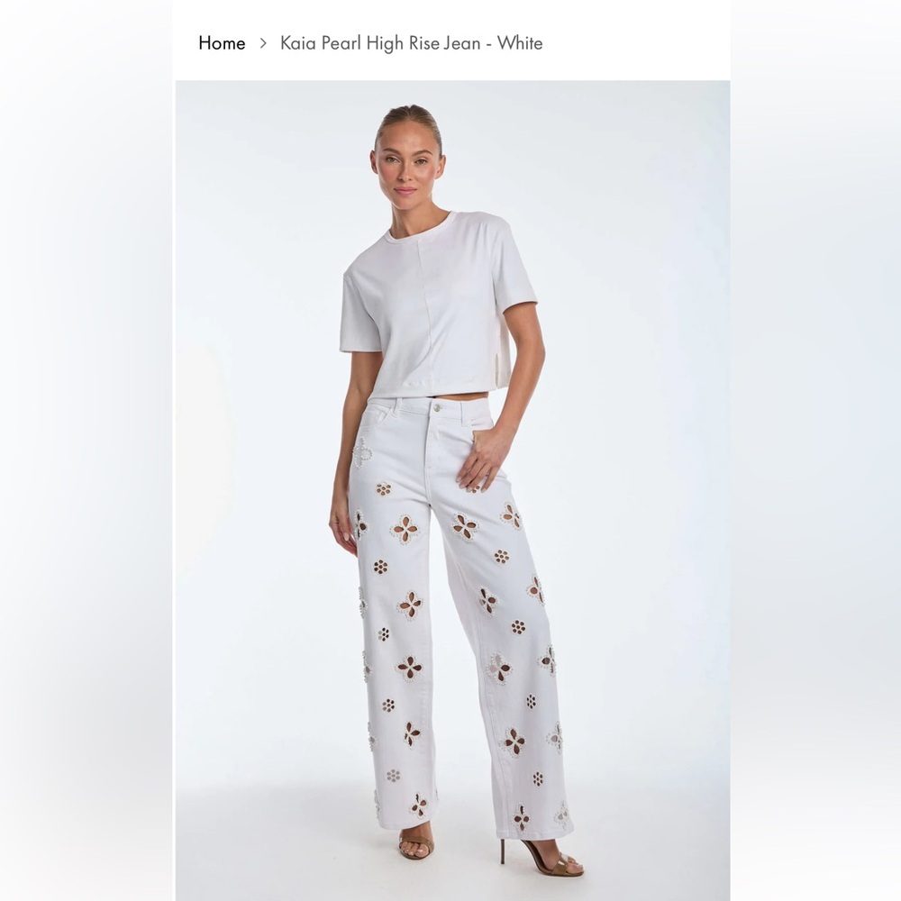 KAIA PEARL HIGH RISE JEAN - WHITE